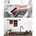 thumbnail image 5 of Rainbow Stripes Kitchen Dish Towels for Drying Dishes Set of 4, Mexico Colored Stripes Minimalist Waffle Weave Microfiber Hand Tea Bathroom Towels Quick Dry & Absorbent Towel 15.7x23.6, 5 of 7