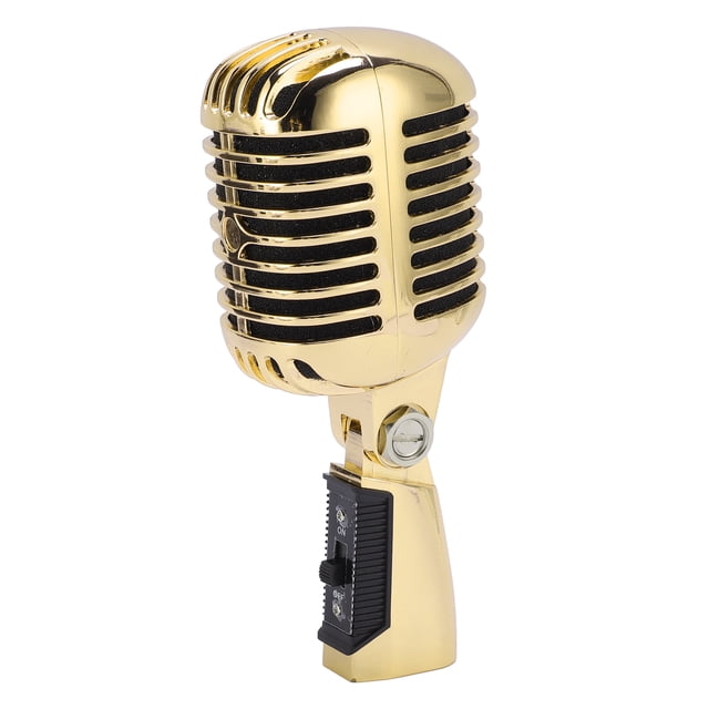 Microphone Vocal Dynamique Rétro, Micro Cardioïde Classique avec Câble XLR Femelle vers 6.35mm, Angle Réglable, Micro Style Rétro pour Performance sur Scène, KTV, Performance en Direct