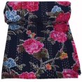 thumbnail image 3 of Indian Queen Size Hand Block Floral Print Quilt Cotton Kantha Quilts Handmade Quilt Kantha Throw Kantha Blanket Bedspread Throw Quilt Cotton Bedspread, 3 of 3