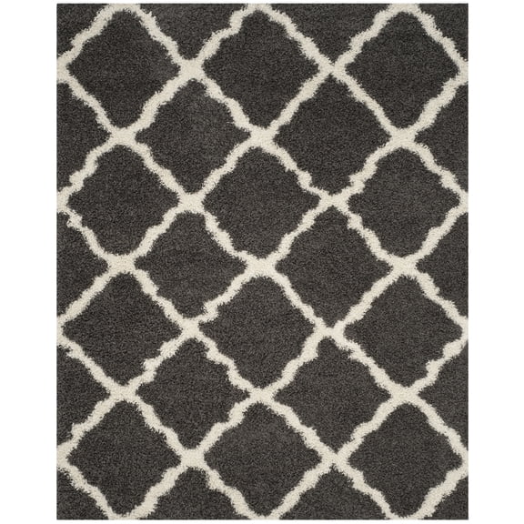 SAFAVIEH Dallas Logan Geometric Shag Area Rug, Dark Grey/Ivory, 10' x 14'
