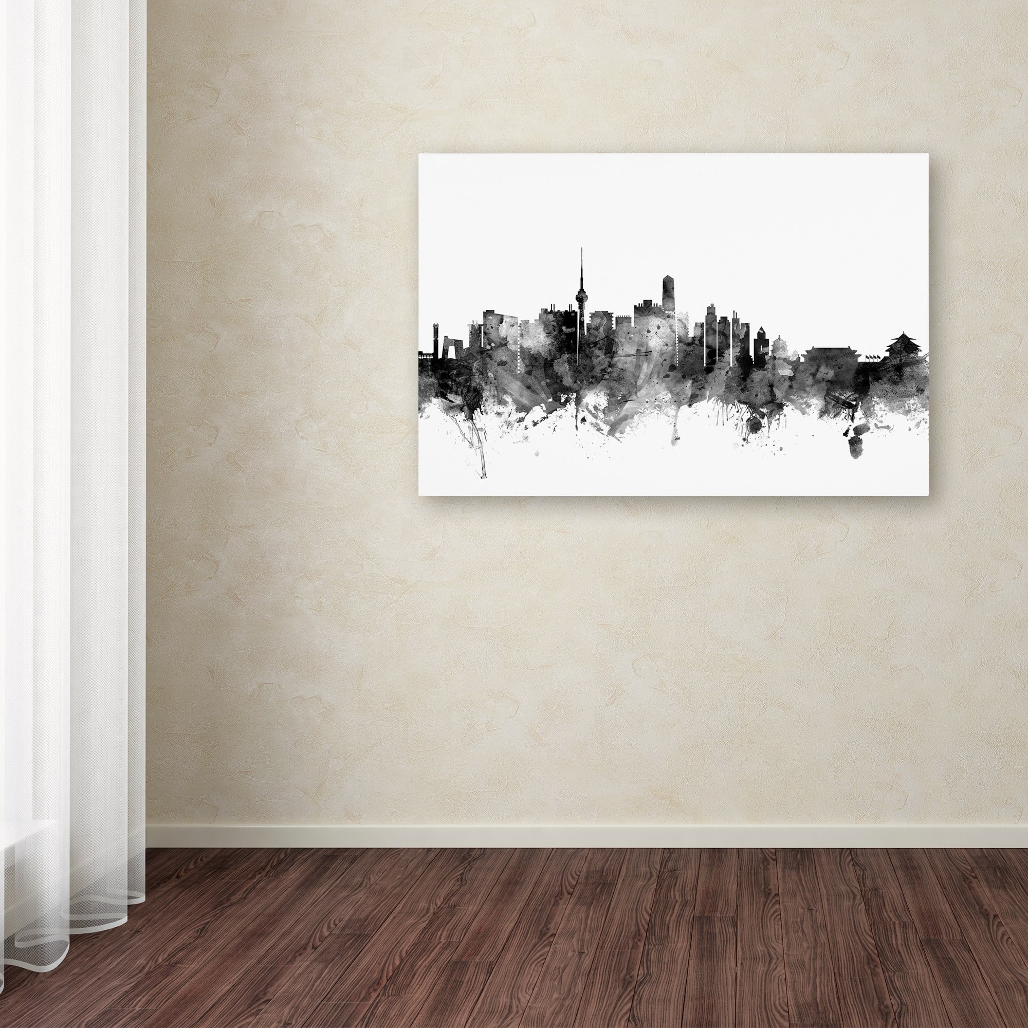 Trademark Fine Art "Beijing China Skyline B&W" Canvas Art by Michael Tompsett