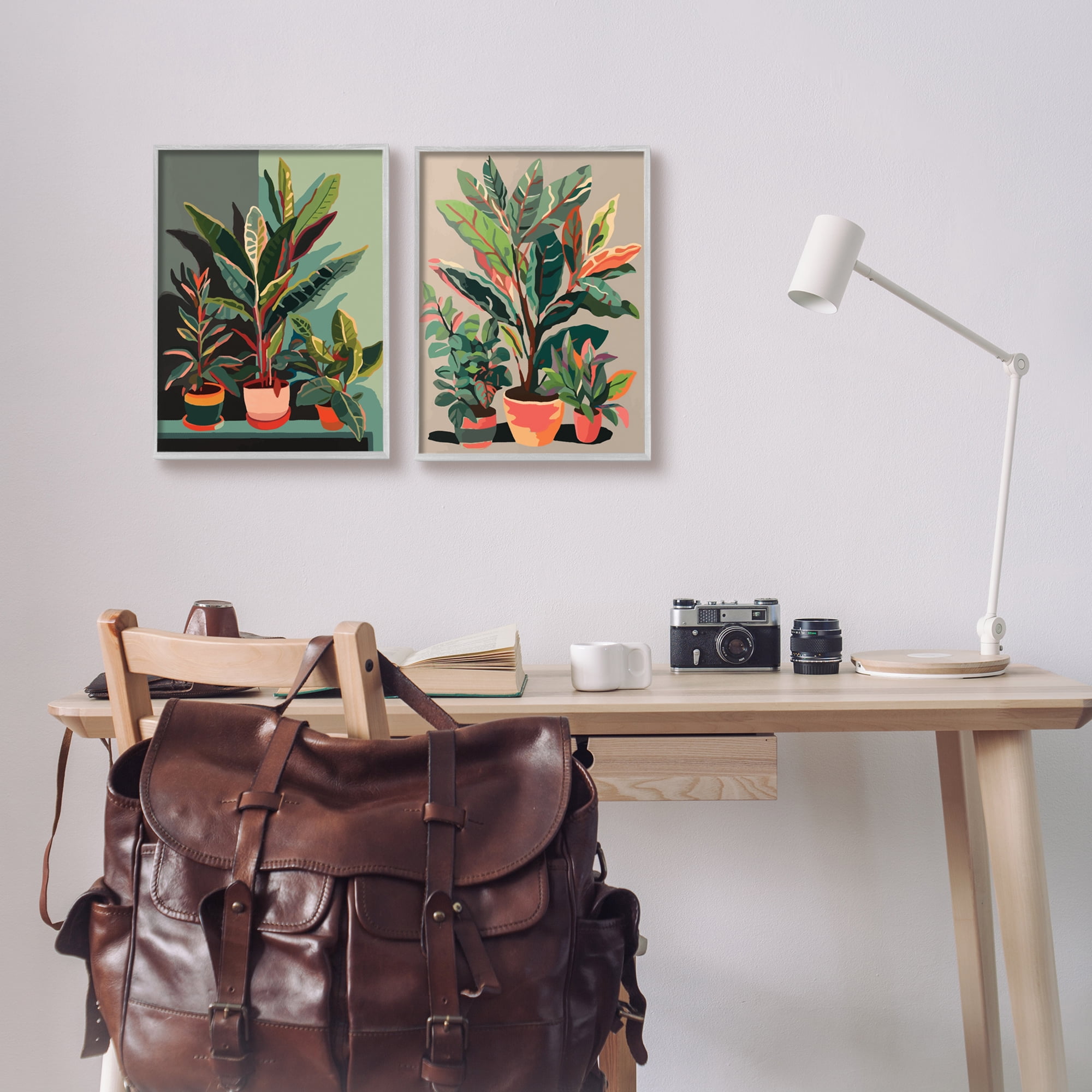 Stupell Industries Various House Plants Botanical & Floral Painting Gray Framed Art Print Wall Art, 11 x 14