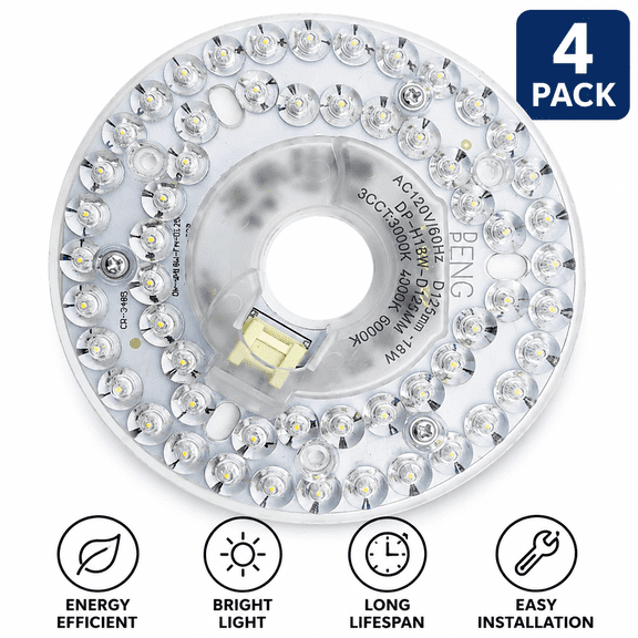 125mm 18W 120V Round LED Ceiling Light Retrofit Board, Flush Mount Replacement Light Engine Disc for Kitchen, Hallway & Fan Lights