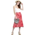 thumbnail image 4 of Made by Johnny Women's Tie Dye Lightweight Flare Midi Pull On Closure Skirt M CORAL, 4 of 5