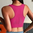 thumbnail image 5 of Wyobmus Womens Workout Bras Wireless Racerback Sports Bra V Neck Yoga Bra Padded Crop Top With Zip Hot Pink, 5 of 6