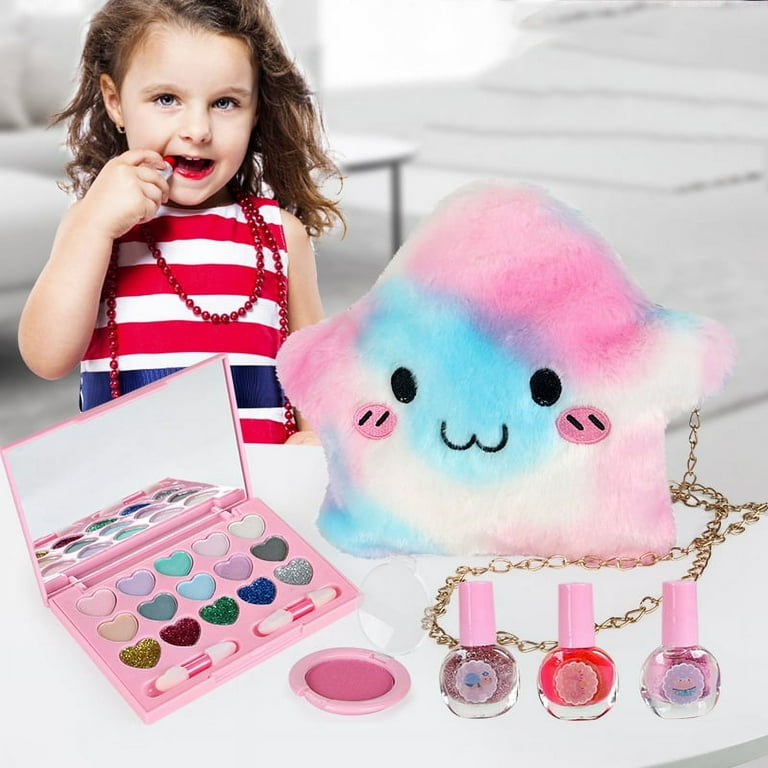 18 Pcs Makeup Toys Set Real Kids Beauty Toys with Cosmetic Bag