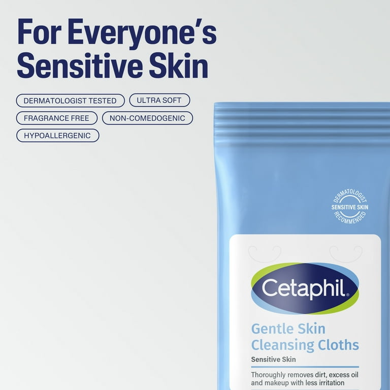 Cetaphil Gentle Skin Cleansing Cloths, 25 ct, Sensitive Facial