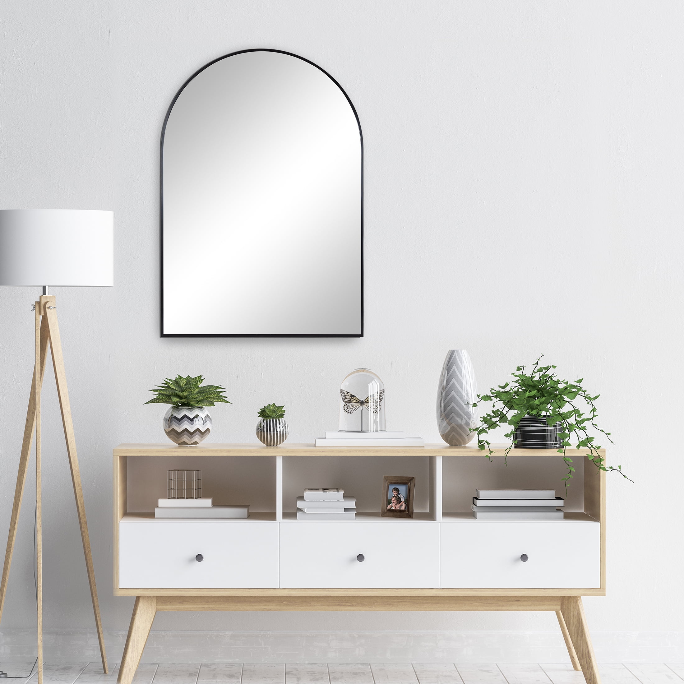 Better Homes & Gardens Black Metal Arch Wall Mirror, 24" x 34"