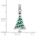 thumbnail image 3 of 14K White Gold Enameled Green Christmas Tree with Red Star Pendant, 3 of 4