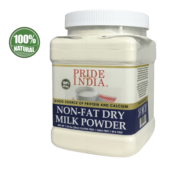 Pride Of India - Nonfat Dry Milk Powder - Protein & Calcium Rich - 1.25 lbs (20 oz) Jar