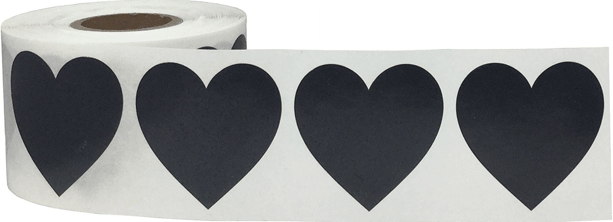 Black Heart Stickers, 1.5 Inches in Size, 500 Labels on a Roll