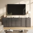 thumbnail image 6 of BELLEZE 3-Piece Modular Sideboard Cabinet Set Freely Configurable, Modern Wood Buffet Cabinet contain 2 Arched Cabinet and 3-Drawer Storage, Credenza Console for Living Room Kitchen, Ebony, 6 of 7