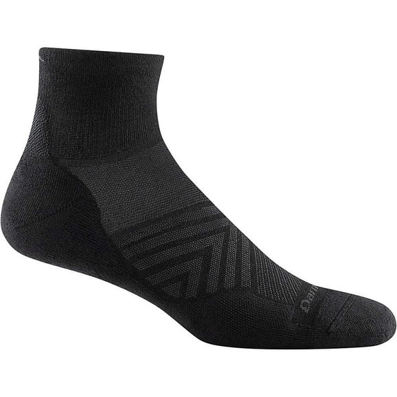 Darn Tough Men's Run Quarter Ultra-Lightweight Running Socks with Cushion, Large Size, Black