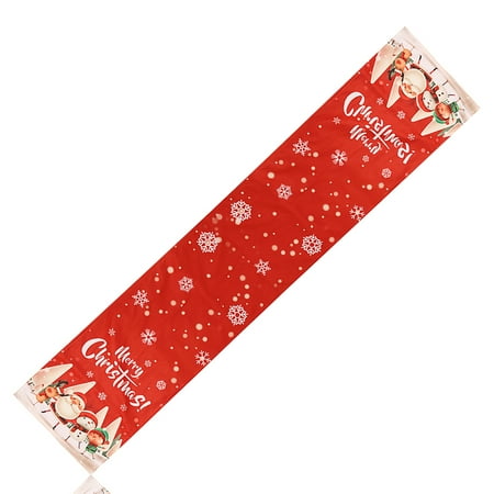 

Christmas Table Flag Santa Claus Table Runner Cover Tablecloth Xmas Decoration Ornament Non-woven Dining Hall Living Room Four Dolls
