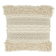 Saro 2903.N18SP 18 in. Corded Moroccan Design Square Throw Pillow with Poly Filling, Natural