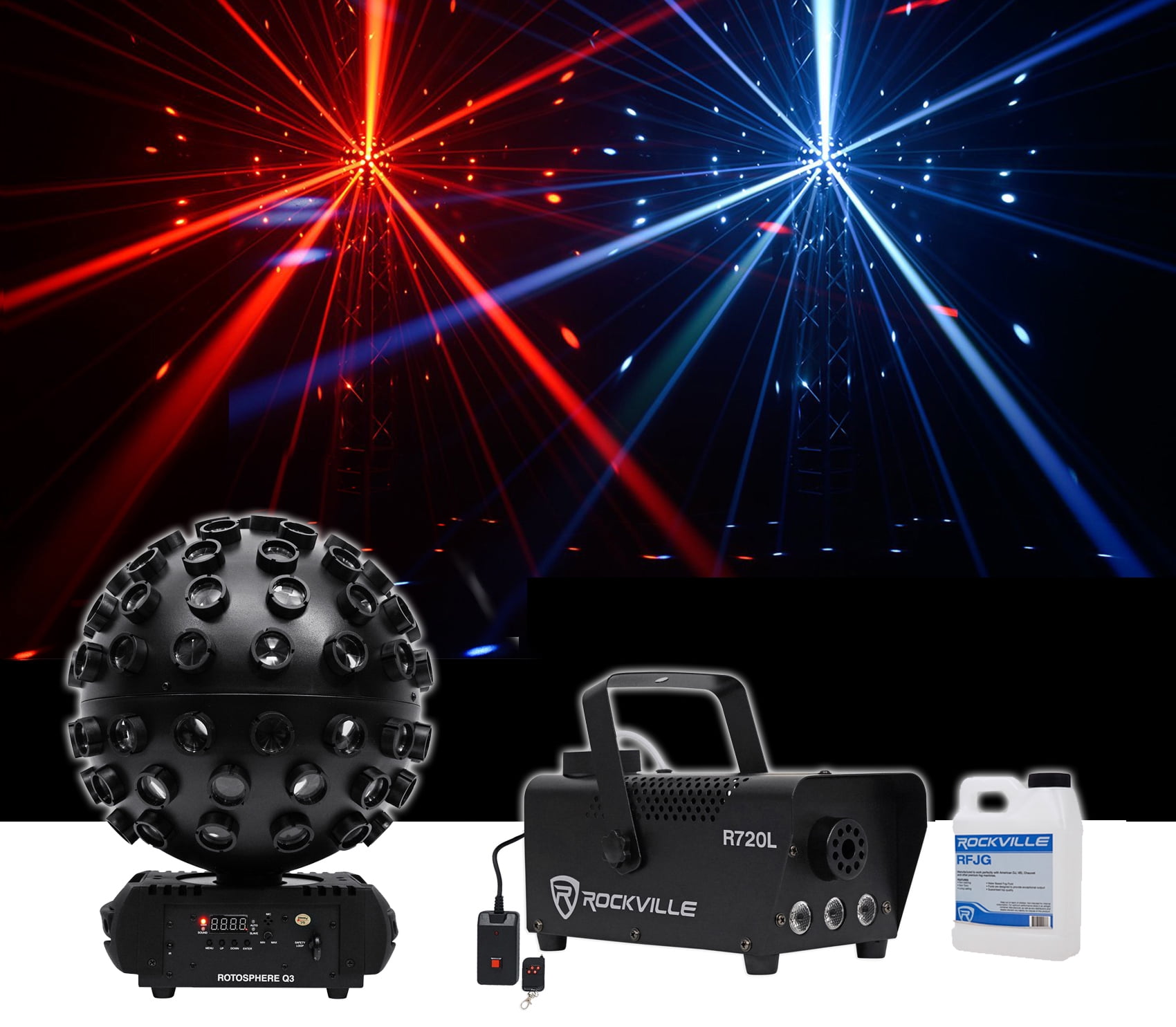 Chauvet DJ Rotosphere Q3 Mirror Ball Dance Floor LED Effect Light + Fog