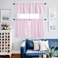 thumbnail image 2 of Pink White Stripe Kitchen Curtains Sets for Windows 24 Inch Length, Modern Minimalist Geometric Striped Rod Pocket Window Treatments Tier Curtains and Valances Set for Bedroom/Bathroom, 2 of 8