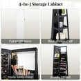 thumbnail image 6 of GVN Jewelry Armoire Box, Jewelry Cabinet, 64 Inches Lockable Jewelry Cabinet Armoire with Built-in Makeup Mirror-Black, 6 of 8