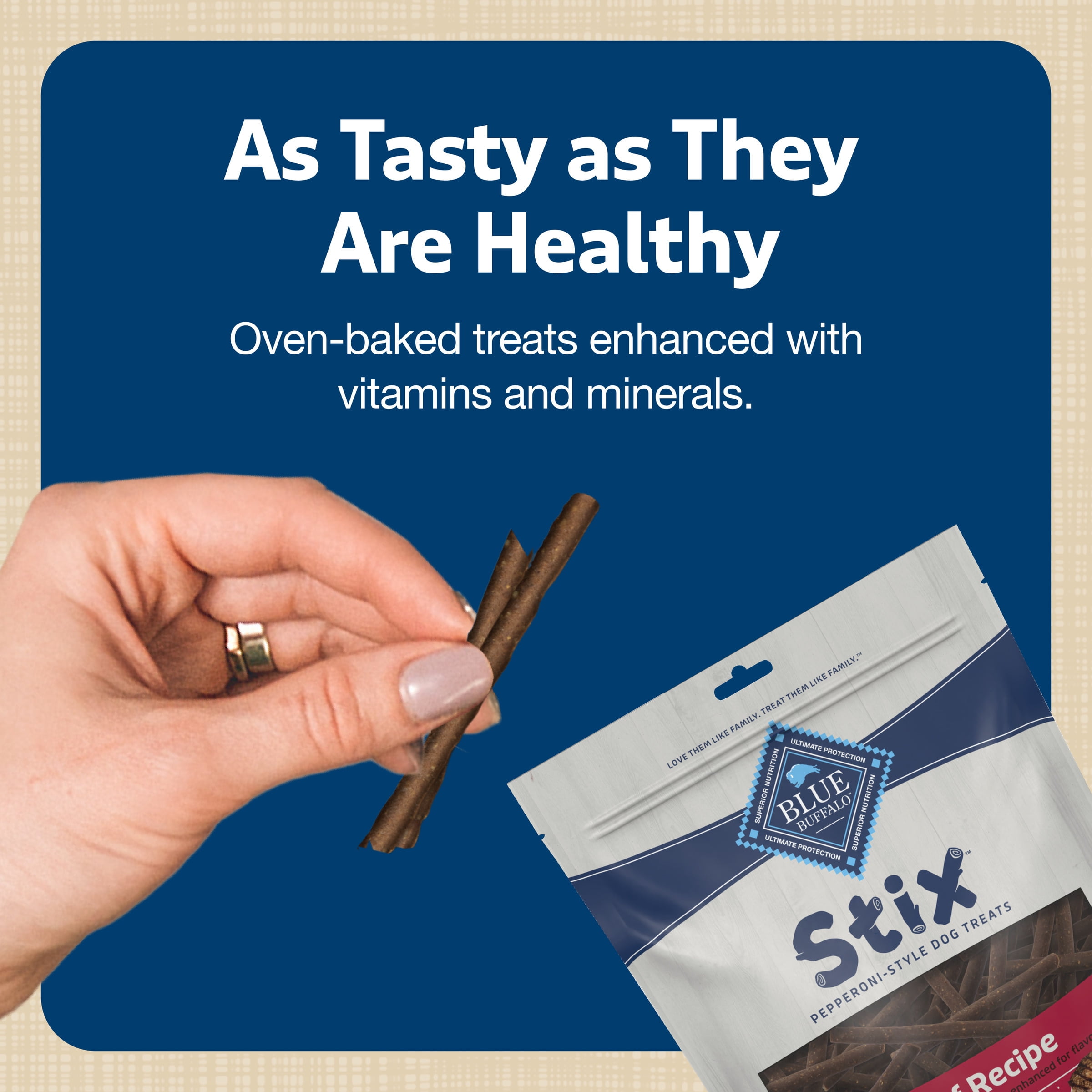 Blue Buffalo Stix Natural Pepperoni-Style Dog Treats, Beef Flavor, 1-oz. Pack (12 Count)