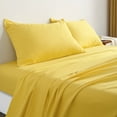 thumbnail image 2 of 4-Piece Ultra Soft Microfiber Bed Sheet Set, Luxury Cozy Machine Washable Fitted Sheet Set with Deep Pocket, Queen Size, Yellow, 2 of 5