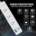 thumbnail image 3 of WBM Power Strip With Extension Cord 5.9 ft, 10A Flat Multi Outlet Extender with 2 USB Ports and 1 Type C Plug - 2 Pcs, 3 of 8