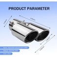 thumbnail image 2 of 2.5" Inlet Dual Exhaust Tip, Straight Exhaust Pipe with Screw, Stainless Steel Muffler Exhaust, Tail Pipe Muffler Tip, Auto Fashion Modificed Parts, Universal Rear Tip Pipe for Cars (Silver), 2 of 6