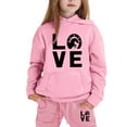 thumbnail image 4 of Tween Girls Outfits Set Kids Letter Print Hoodie Pants Casual Comfy Two Piece Outfit Kids Clothing Pink Size 10-11T, 4 of 4