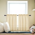 thumbnail image 2 of 2 Pcs Semi Kitchen Small Curtain, Faux Linen Textured Sheer Voile Tier Curtain, 2 of 9