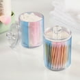 thumbnail image 2 of Yayeee 2 Pack Qtip Holder Bathroom Cotton Swab Canister with Lid Clear Dispenser Set, Light Blue Stripes, 2 of 6