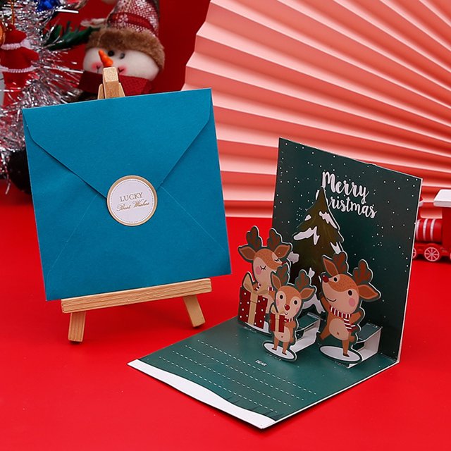 Outdoor Christmas DecorationsGreeting Card3D Christmas Greeting Card Creative Christmas Eve Message Holiday Card Christmas Surprise Gift Holiday BlessingParty greeting card