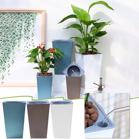NIZELUK Liquidation Plastique Haut de Gamme Multicolore Réservoir d'Eau Pot de Fleurs Paresseux Motif Brique Imitation Métal Plastique Fleur Chute Économies Liquidation Ventes Aujourd'hui Aubaines Prime