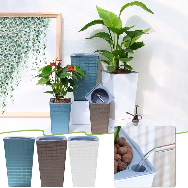 Flower Pots Outdoor Clearance Large Flower Pots for Indoor Plants High End Multi Color Water Storage Lazy Flower Pot Brick Pattern Imitation Metal