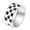 Silver, variant on Women Stainless Steel Black White Checkerboard Rings 10mm Polished Couple Statement Band Gold Size 9