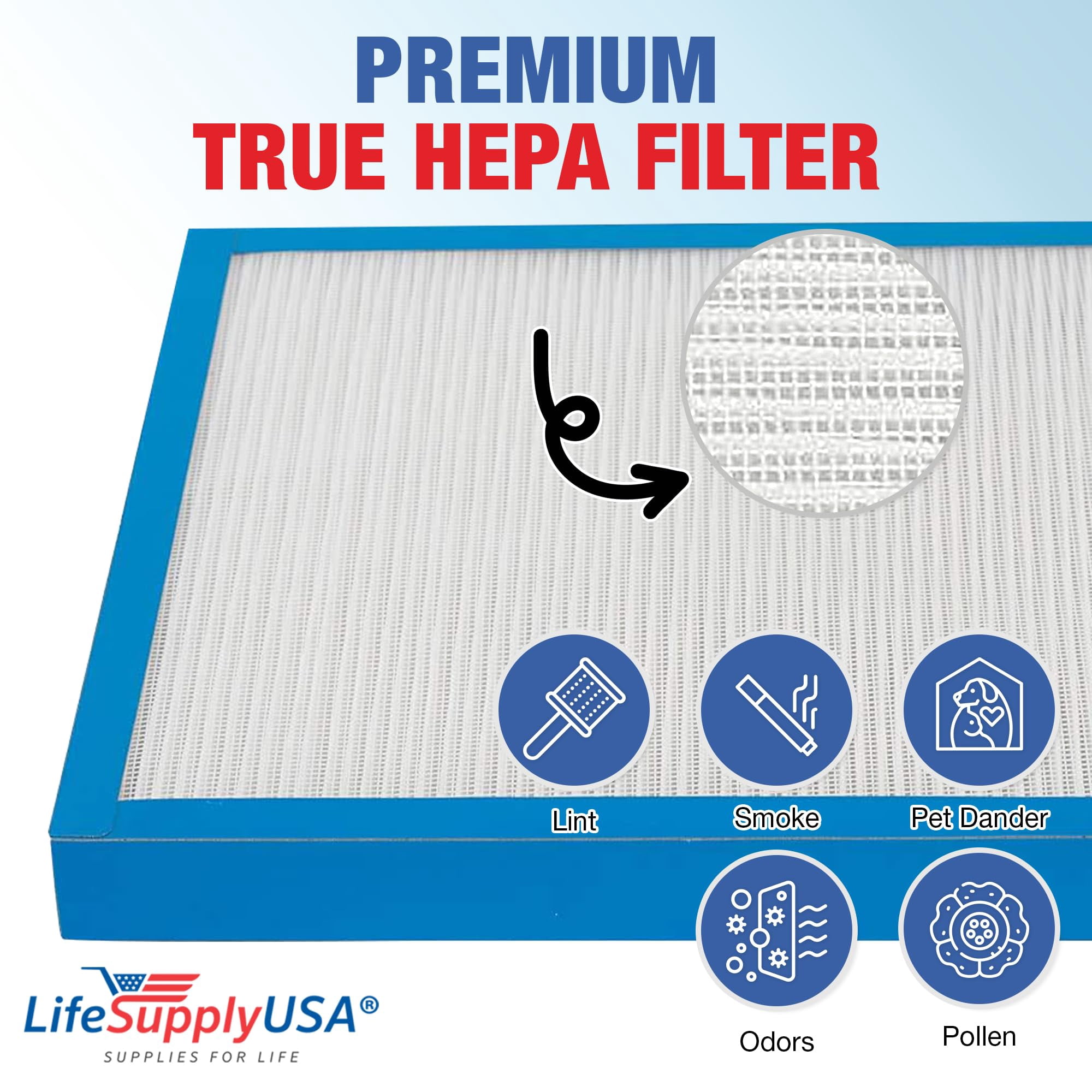 AF-10FL / AF-15FL True HEPA Filter Replacement Compatible with HoMedics AP-10,  AF-10 AP-15 AF-15 Air Purifiers by LifeSupplyUSA (2-Pack)