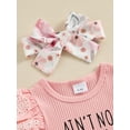 thumbnail image 5 of Bagilaanoe 3pcs Newborn Baby Boy Girl Shorts Set Short Sleeve Letter Print Romper Tops + Floral Shorts + Hairband 3M 6M Infant Casual Summer Clothes, 5 of 7