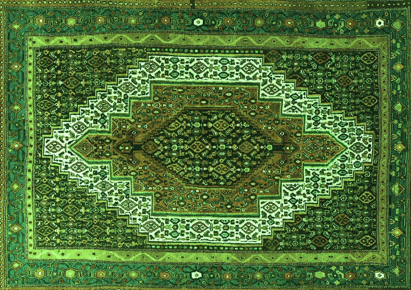 Ahgly Company Indoor Rectangle Persian Green Traditional Area Rugs, 8