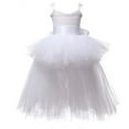 thumbnail image 4 of White Wedding Guest Dress Girls Party Dresses Elegant Tutu Dress with Bow for Toddler Kids Performance Costume Cosplay Outfit Spring Summer Formal Wear 10T nylon Girls Dresses, 4 of 4