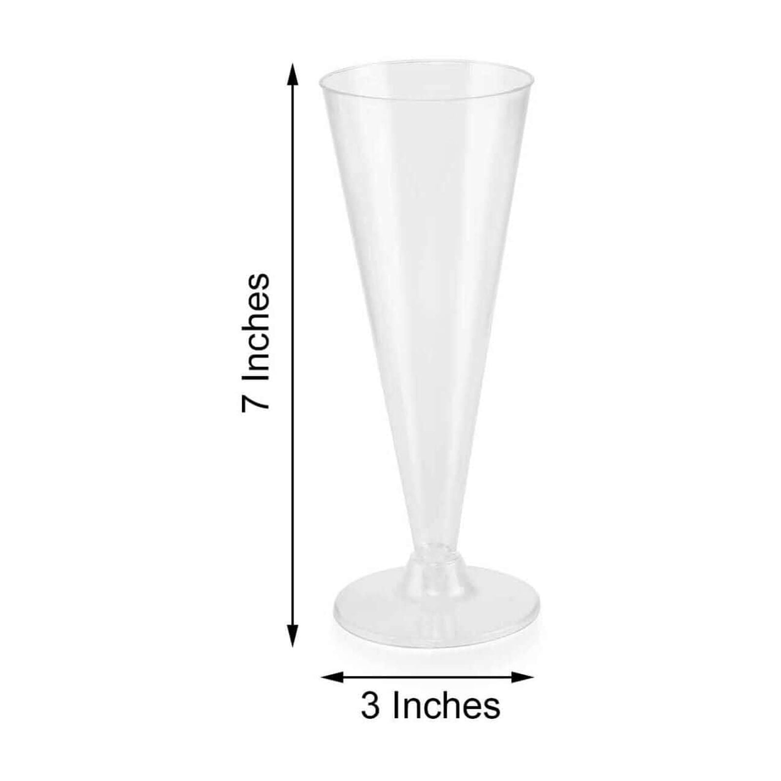 Efavormart 60 Pack 7oz Clear Plastic Disposable Champagne Flute Glasses, Trumpet Design | Detachable Base