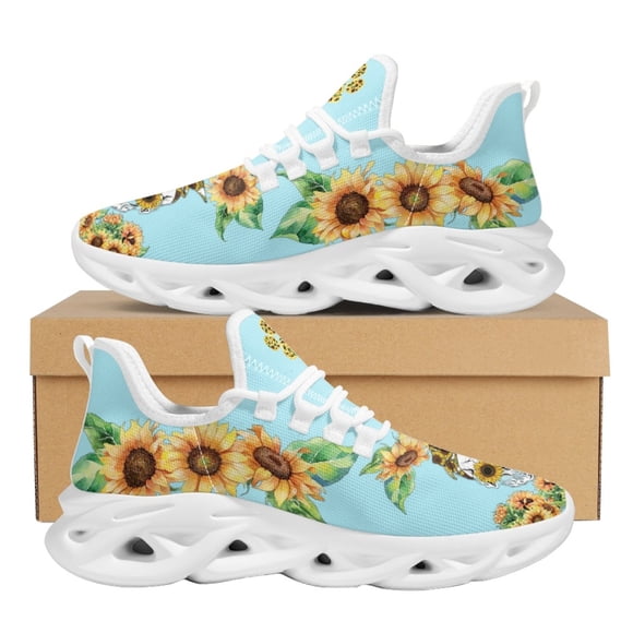 Zapatillas de deporte para mujer, bonitas zapatillas con estampado de calavera y girasol, con amortiguación de aire, calzado de plataforma para hombre