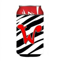 Carolines Treasures CJ1024-WCC Letter W Initial Monogram - Zebra Red Can Or Bottle Hugger