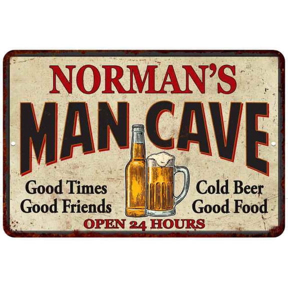 NORMAN'S Man Cave Metal Sign Wall Decor Gift 8x12 108120011116