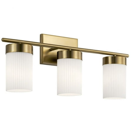 

3 Light Vanity Light in Art Deco Style-10 inches Tall and 24 inches Wide-Brushed Natural Brass Finish Bailey Street Home 147-Bel-4436067