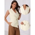 thumbnail image 2 of DARING DIVA Womens Business Blazer Vest Belted Dressy Sleeveless Blazer XS Beige, 2 of 6