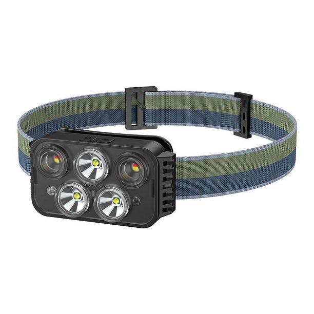 Faro con sensor LED USB para exteriores, luz para pesca nocturna, ciclismo y carrera, luz potente, cinco faros