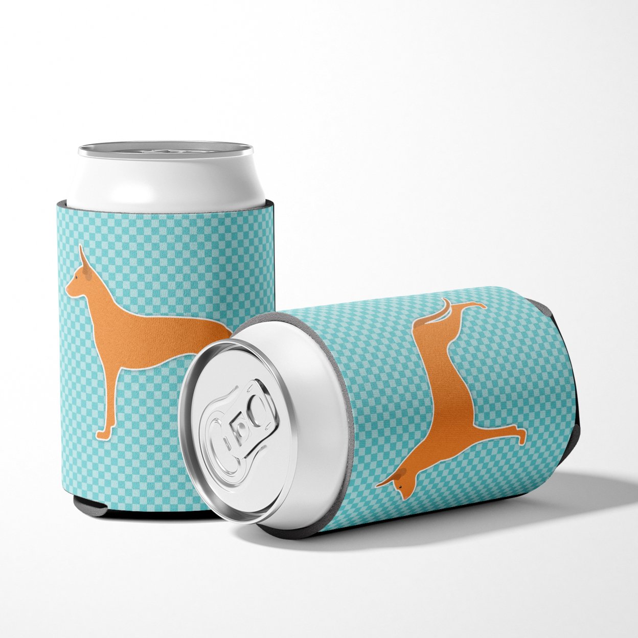 Caroline's Treasures BB3688CC Pharaoh Hound Checkerboard Blue Can or Bottle Hugger, Can Hugger, multicolor