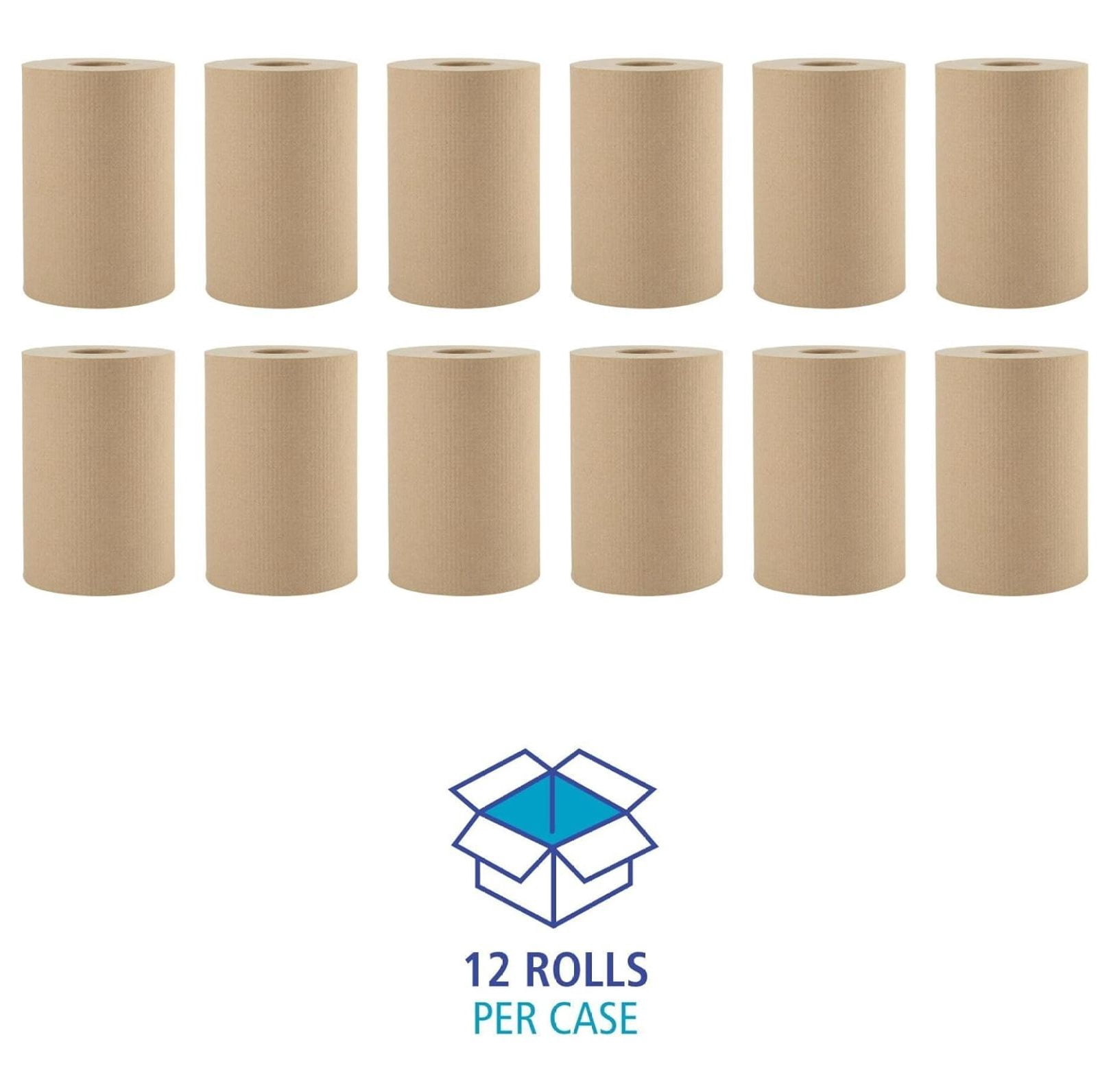 B6252 8 in. x 350 ft. 1-Ply Hardwound Paper Towels - Natural (12/Carton) 8 inches Brown