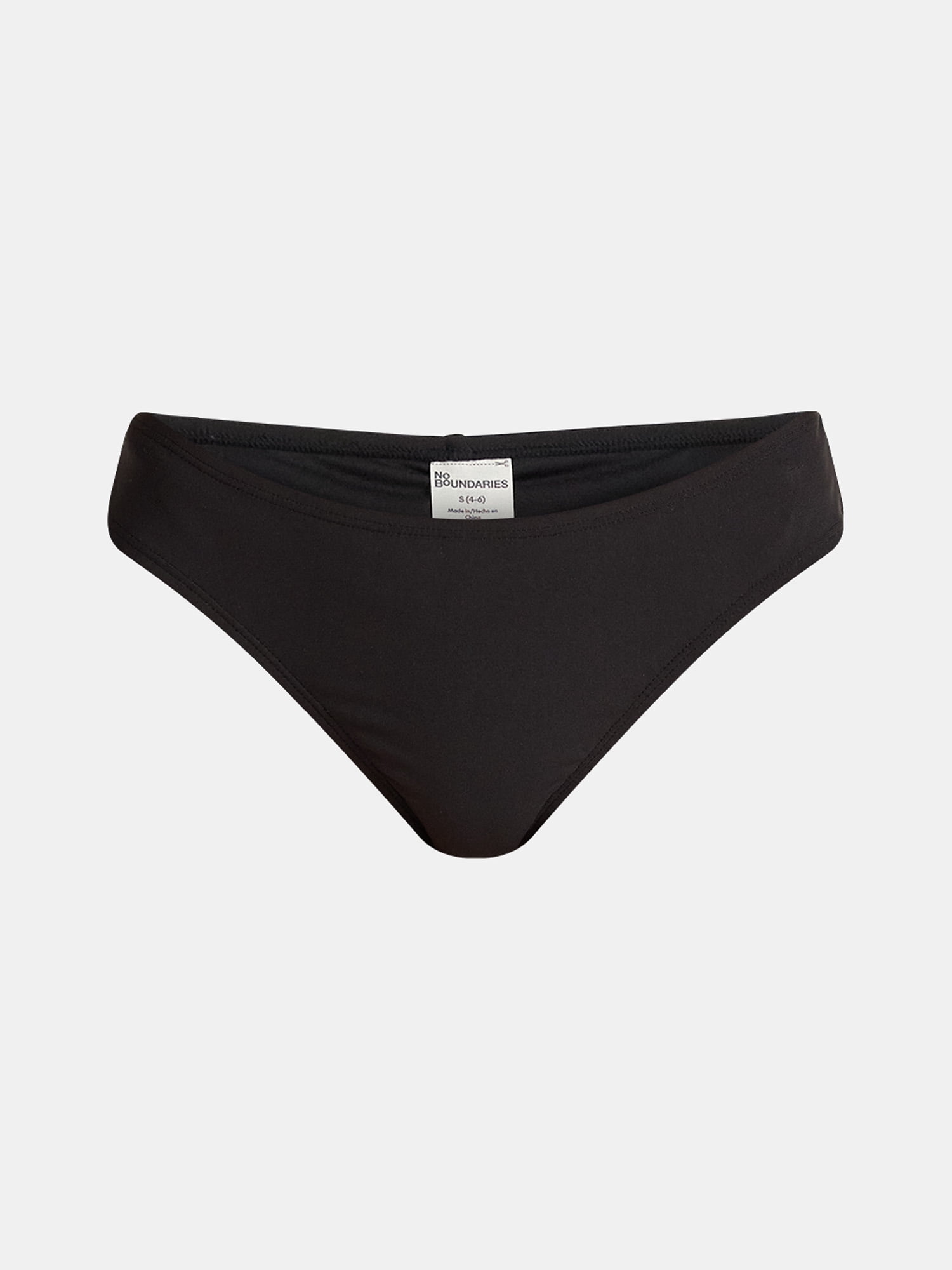 No Boundaries Rich Black Bikini Thong Swim Bottoms, Women's