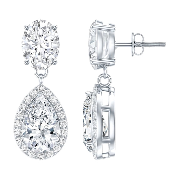 Rosec Jewels Classic Moissanite Drop Earrings for Women (D-VS1 Grade) - Pear Shape Moissanite Bridal Earrings with Jewelry Box, 925 Sterling Silver
