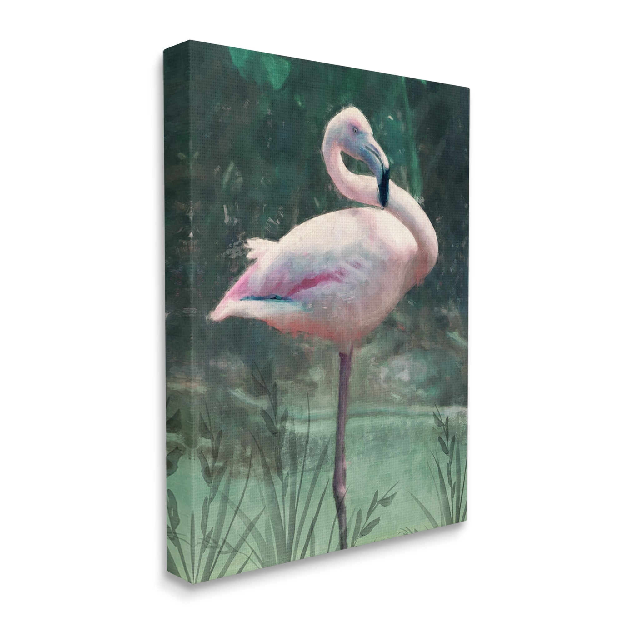 Stupell Industries Flamingo Tropical Jungle Pond Animals & Insects Painting Gallery Wrapped Canvas Print Wall Art