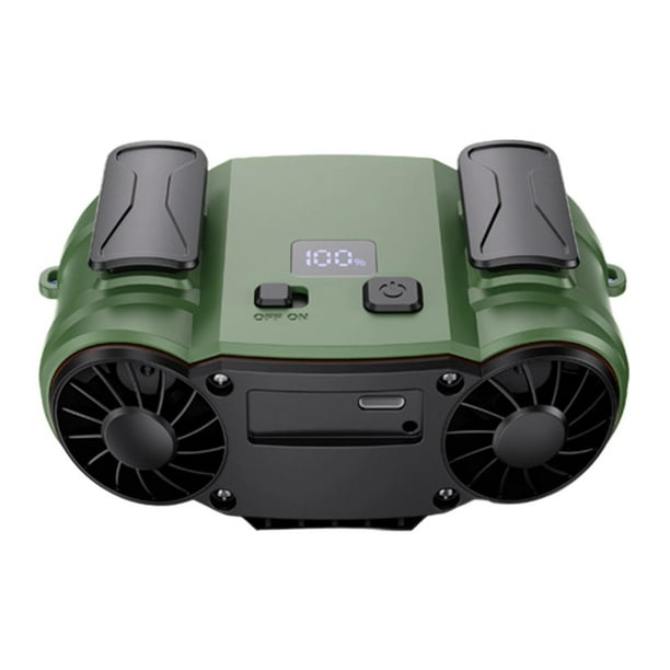 Ventilador de cintura portátil, ventilador de cuello, equipo práctico para exteriores, ventilador de cuello para refrigeración Verde